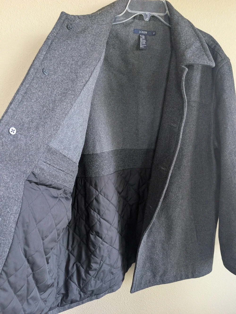J. Crew Size XL Men’s Dark Charcoal Wool Pea Coat